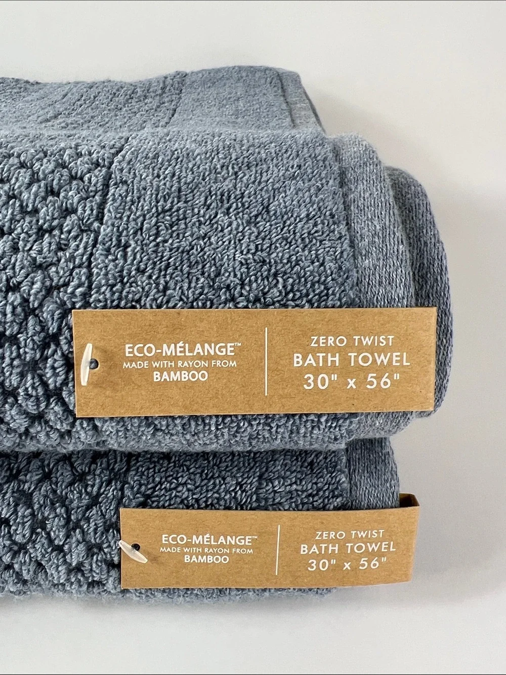 Common Thread Bamboo Eco-Melange Bath Towels in Blue Soft Cotton Set of 2 NEW